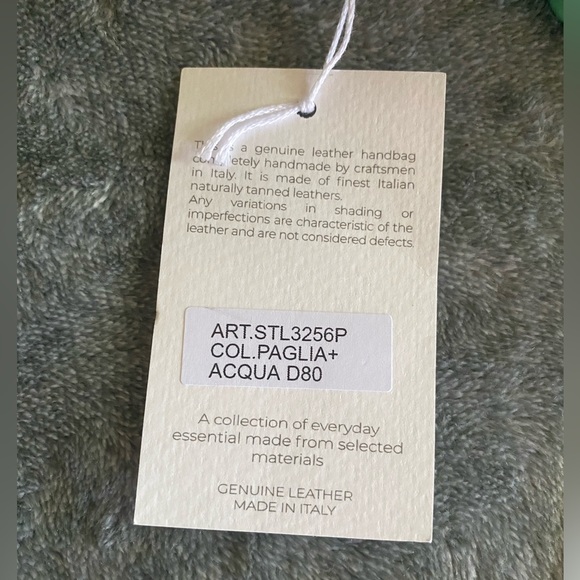 STELLA BIANCA Aqua Raffia Chain Crossbody Bag With Leather Trim Made In … - Picture 11 of 11